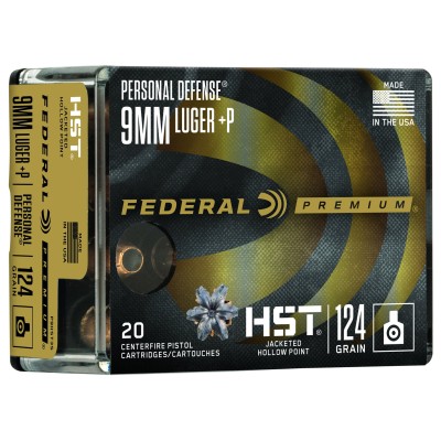 Federal 9X19mm Luger+P, HST JHP personal Defense 124gr 20Stk.