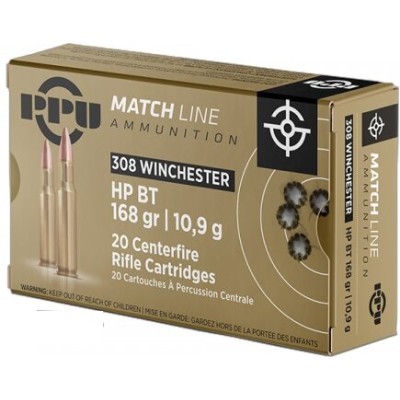 PPU 308 Winchester HPBT MATCH A-496, 10,9g/168gr 20Stk.