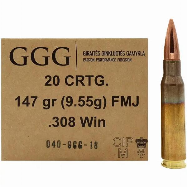 GGG 308 Winchester FMJ 9,5g/147gr 20Stk.