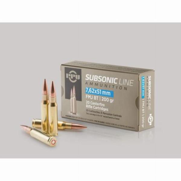 PPU 308 Winchester FMJ BT Subsonic 13g/200gr 20Stk.